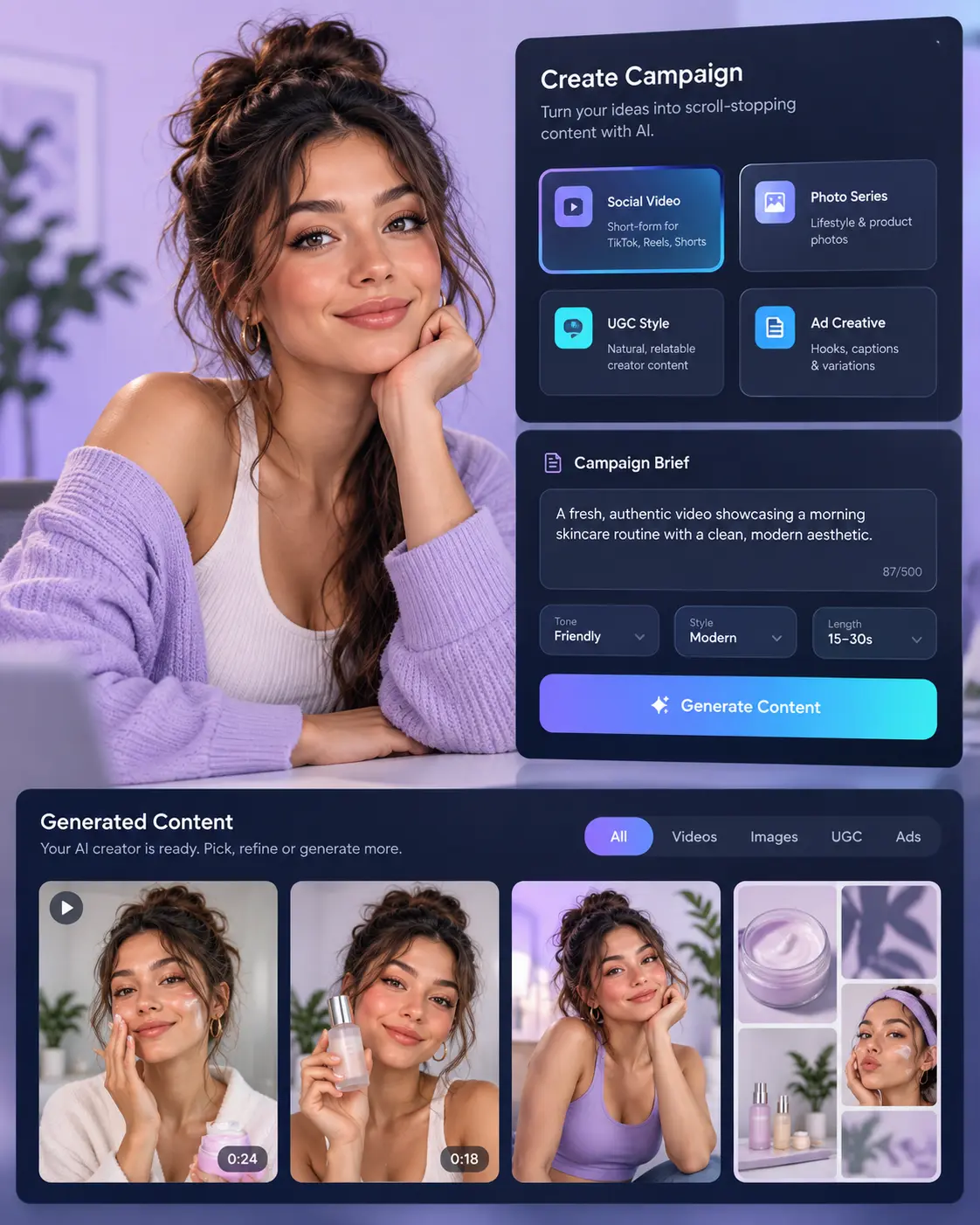 Creavelo AI influencer dashboard